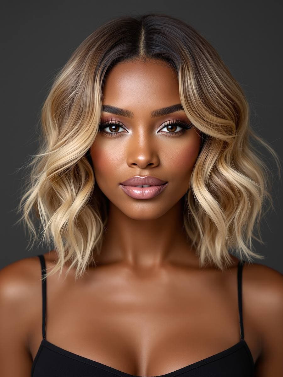 Soft wavy bob at shoulder length