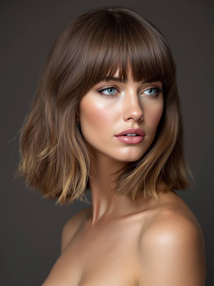 Curtain bangs framing the face